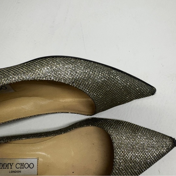 JIMMY CHOO ALINA Lame Glitter Light Bronze Ballet Flats Size 37 / US 7 - Picture 8 of 12
